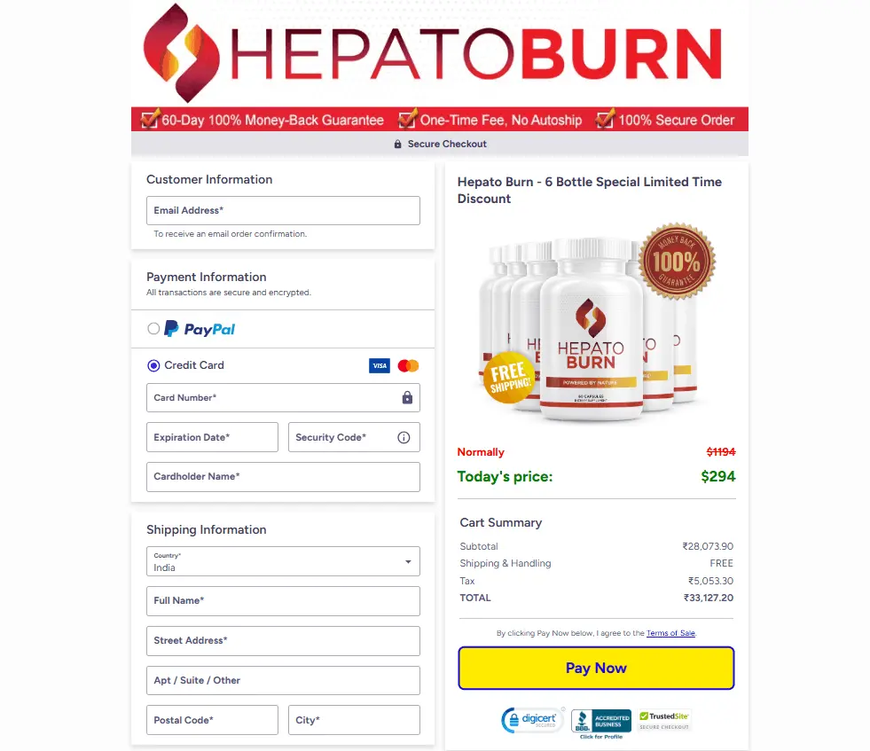HepatoBurn checkout page